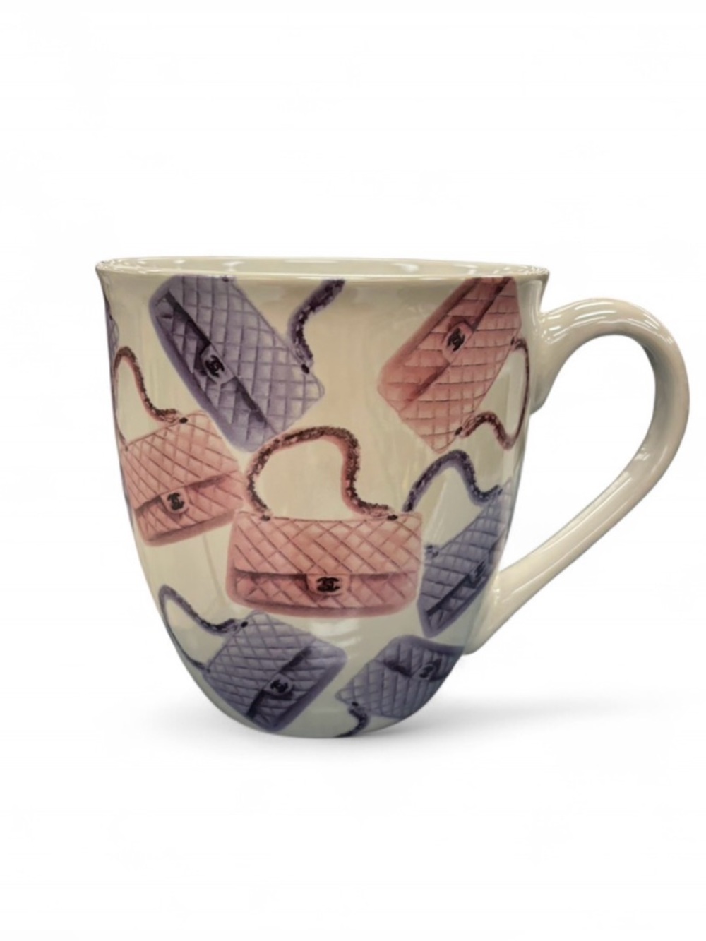 Chic Quilted Handbag Print Ceramic Mug - Pink & Lavendery - Picture 2 of 4